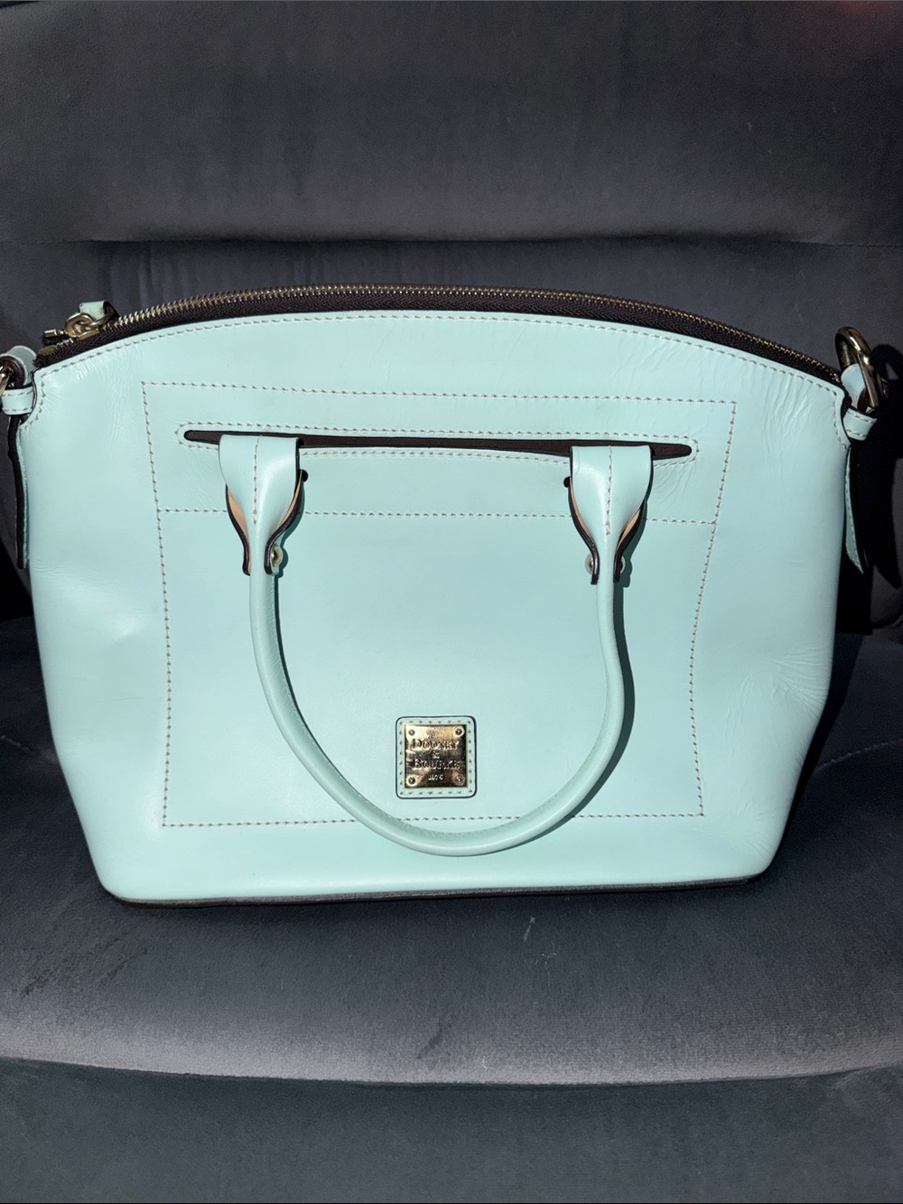 Dooney & Bourke Light Blue Beacon Domed Satchel (shoulder strap not included)